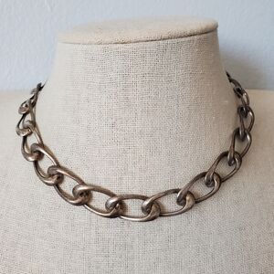 Vintage Sterling Silver Oval Link Choker Necklace